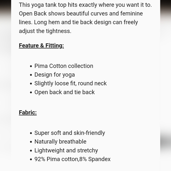 CRZ Yoga Pima Cotton Split Back Black Sleeveless Tank Top NWT XS - Picture 4 of 8